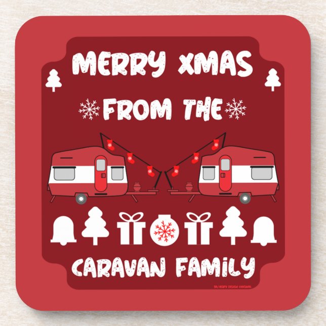 Posavasos Camping de caravanas felices Navidades (Frente)