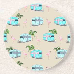 Posavasos Camping de playa RV con flamencos