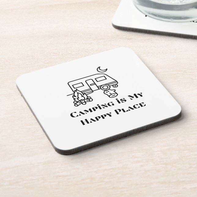 Posavasos Camping es mi lugar feliz en una (Lado Izquierdo)