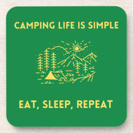 Posavasos Camping Life is Simple, Eat, Sleep, Repeat