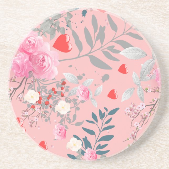 Posavasos Campo de flores rosadas (Frente)