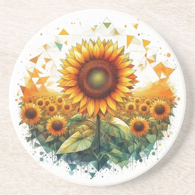 Posavasos Campo de girasol - Art Deco (Frente)