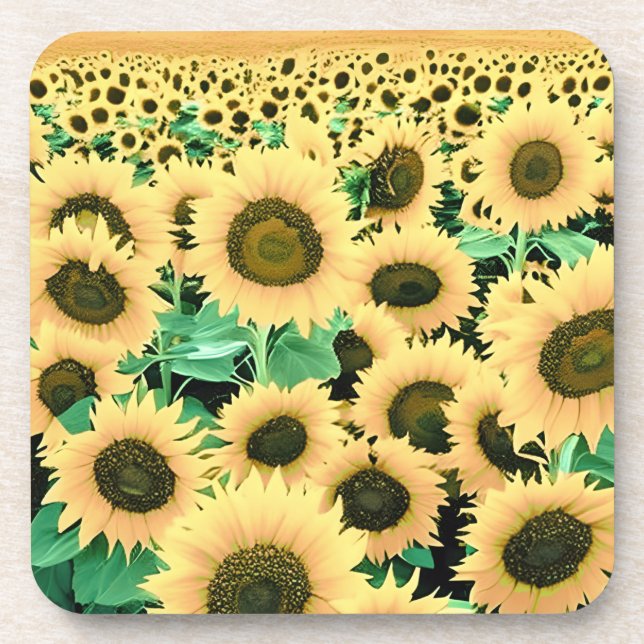 Posavasos Campo de girasoles dorados (Frente)