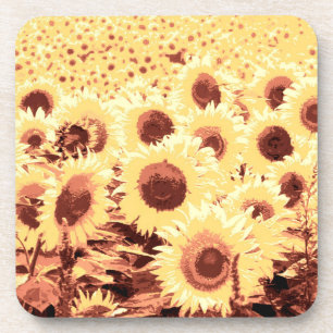 Posavasos Campo de girasoles - marrón, dorado y amarillo