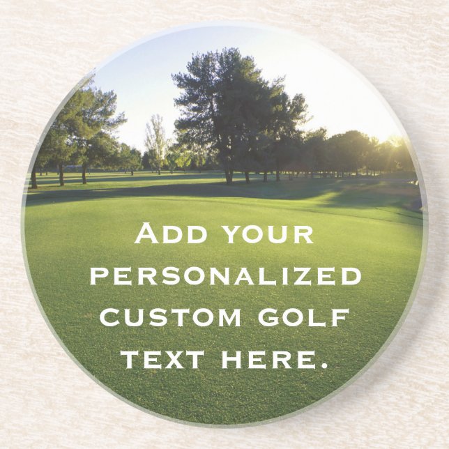 Posavasos Campo de golf verde en el amanecer (Frente)