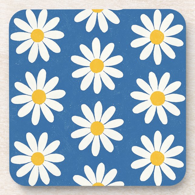 Posavasos Campo de margaritas en azul (Frente)