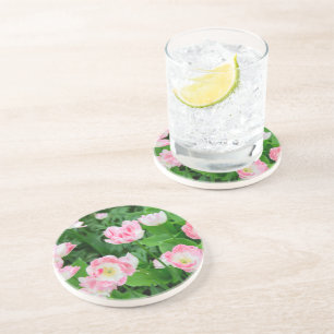 Posavasos Campo de tulipanes rosados