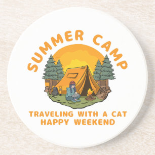 Posavasos Campo de verano viajando con un gato