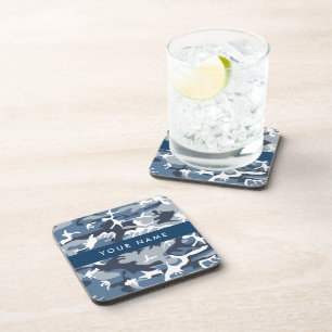 Posavasos Camuflaje Azul Nieve de Invierno Personaliza tu no