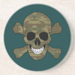 Posavasos Camuflaje Calavera y Huesos Cruzados