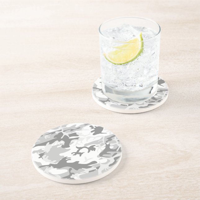 Posavasos Camuflaje gris de nieve en invierno, ejército, ejé (Lado)