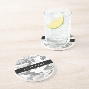 Posavasos Camuflaje Gris Nieve de Invierno Personaliza tu no