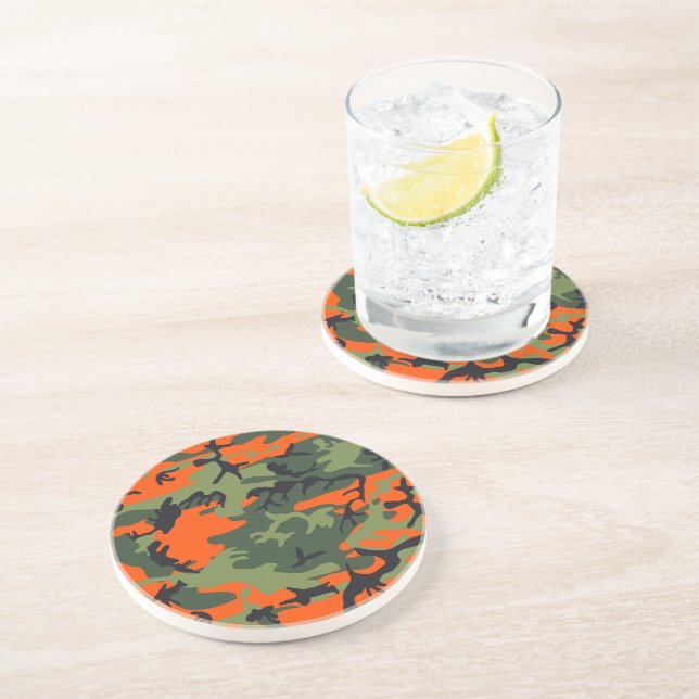 Posavasos Camuflaje naranja y verde, militar, ejército (Lado)