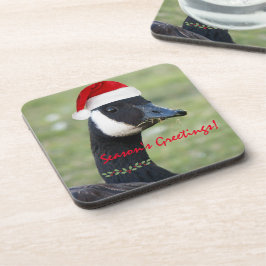 Posavasos Canadá Goose con vacaciones de Red Santa Hat