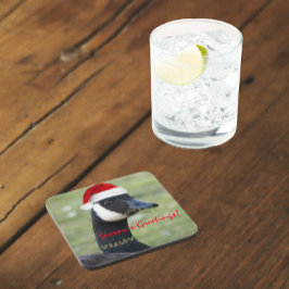 Posavasos Canadá Goose con vacaciones de Red Santa Hat