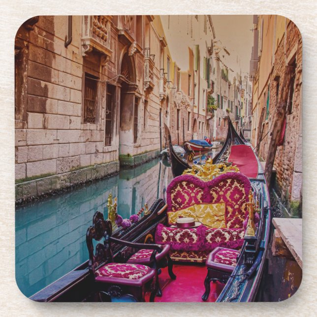 Posavasos Canal con gondola tradicional en Venecia, Italia (Frente)
