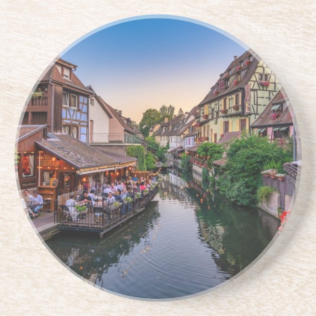 Posavasos Canal de agua de flores de Alsacia Francia (Frente)