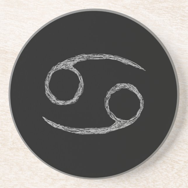 Posavasos Cáncer. Rótulo de la astrología del zodiaco. Negro (Frente)