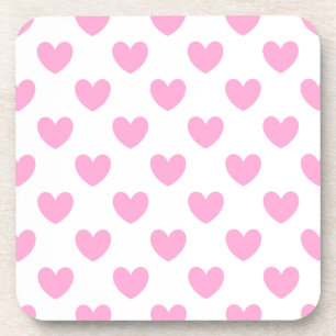 Posavasos Candy de algodón Corazón de polka rosa en blanco