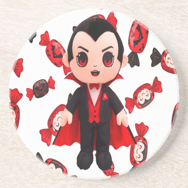 Posavasos Candy y Drácula Cute Spooky Halloween (Frente)