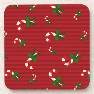 Posavasos Candycana en catastro de navidades de rayas rojas