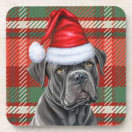 Posavasos Cane Corso Dog con Navidades rojos de vacaciones