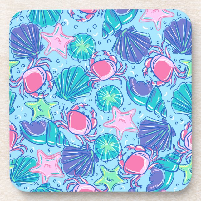 Posavasos Cangrejo de la concha de Preppy Beach (Frente)