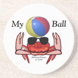 Posavasos Cangrejo de playa, mi pelota, mujer guerrera en Tw