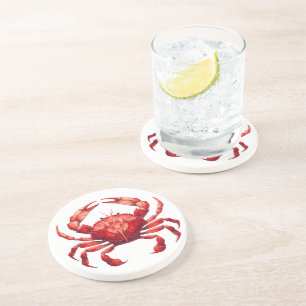 Posavasos Cangrejo rojo de vidrio manchado