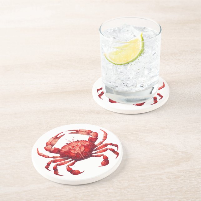 Posavasos Cangrejo rojo de vidrio manchado (Lado)