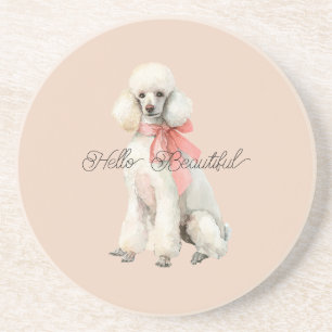 Posavasos Caniche blanco perro hola hermoso