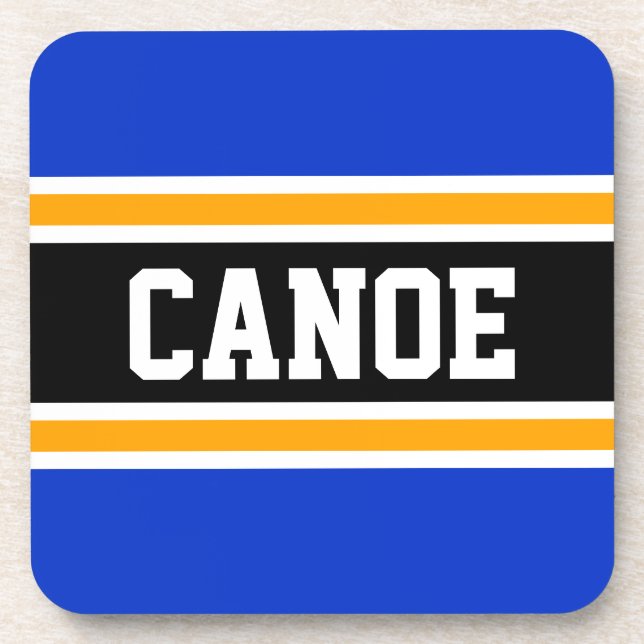 Posavasos CANOE Sporty Retro Vivid Blue Yellow Black Stripes (Frente)