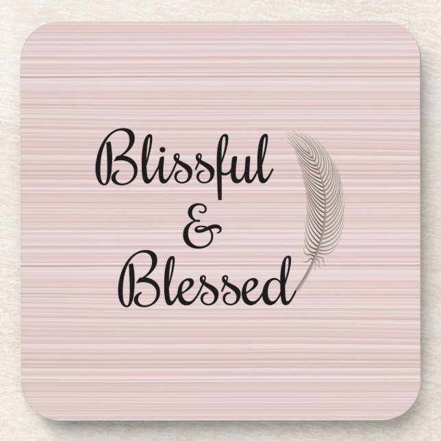 Posavasos Caperos de rayas rosas blancas de plumas de ángel  (Frente)