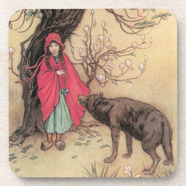 Posavasos Caperucita Roja Vintage de Warwick Goble (Frente)