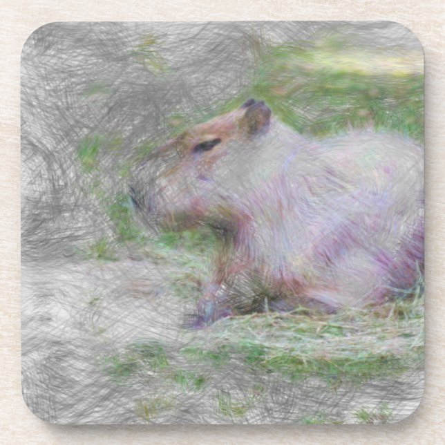Posavasos capibara de animales artísticos (Frente)