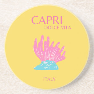 Posavasos Capri Dolce Vita, arte de viajes, amarillo