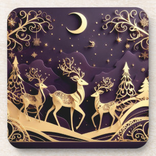 Posavasos Capricho Invernal Violeta – Ciervo bajo la Luz de 