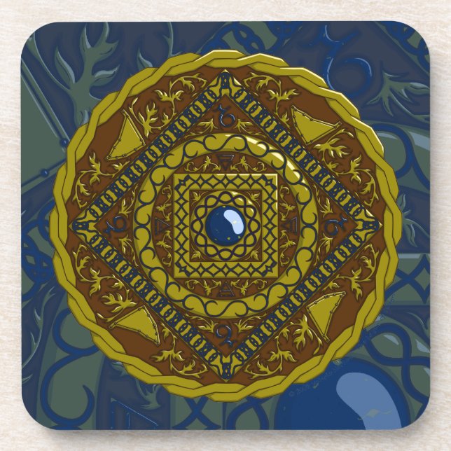 Posavasos Capricornio Mandala Square Coaster (Frente)