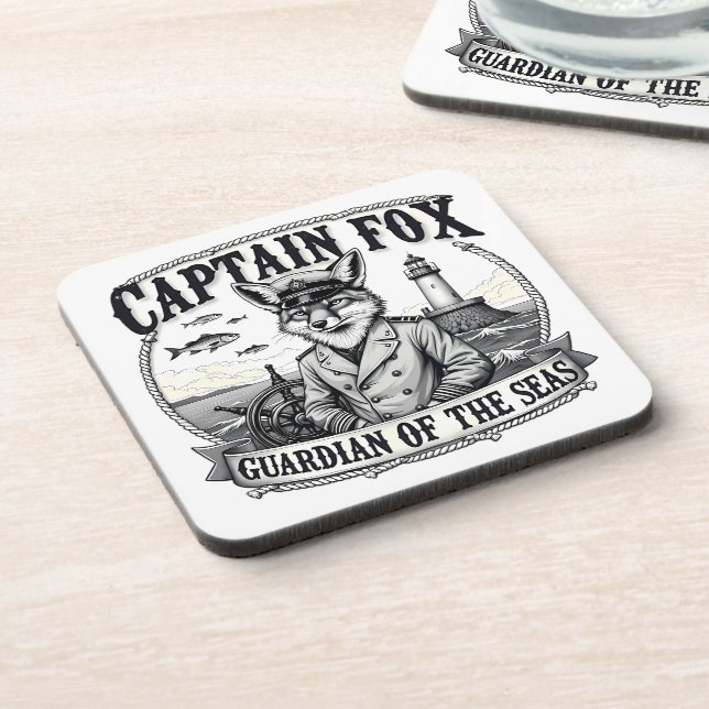 Posavasos Captain Fox Guardian of Seas Nautical Design (Lado Izquierdo)