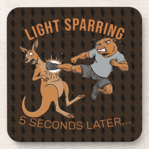 Posavasos Capybara divertido vs canguro ligero esparring MMA