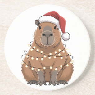 Posavasos Capybara Xmas coincidiendo Divertido Santa