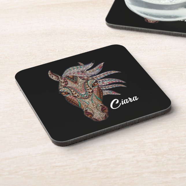 Posavasos Cara de caballo mosaico personalizada (Lado Izquierdo)