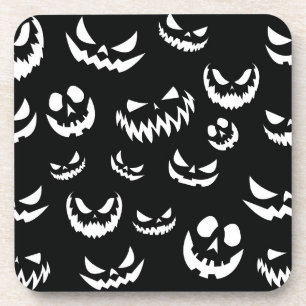 Posavasos Cara de calabaza de calabaza Jack O Lantern en bla