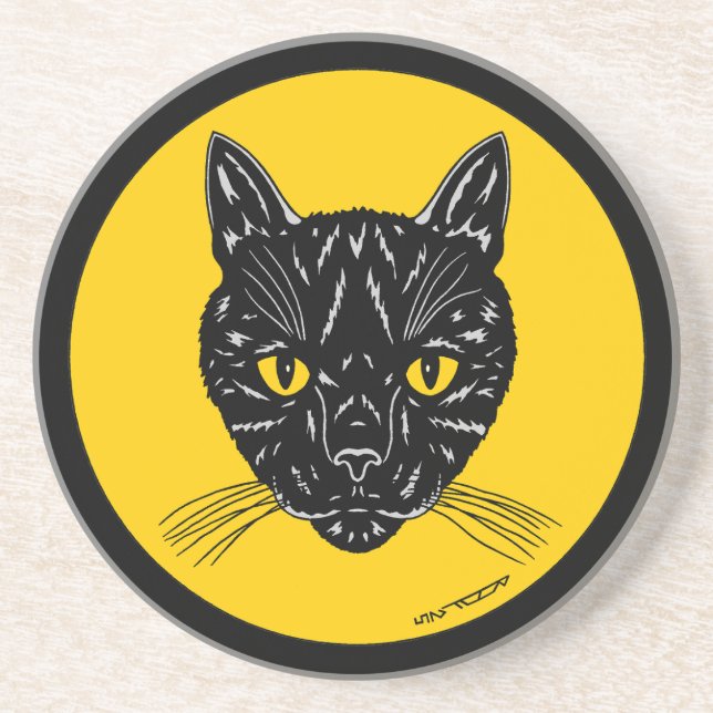 Posavasos Cara de gato negro (Frente)