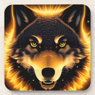Posavasos Cara de Lobo Dorado para Decoración de Bebidas Mod
