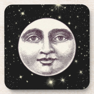 Posavasos Cara de luna llena del hombre vintage