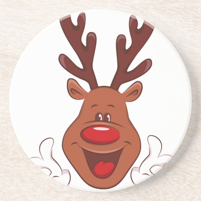 Posavasos Cara de reno de los navidades (Frente)