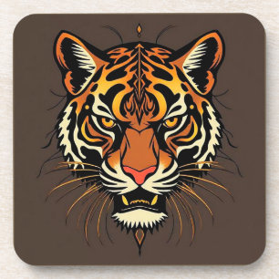 Posavasos Cara de Tigre con Patrones Tribales