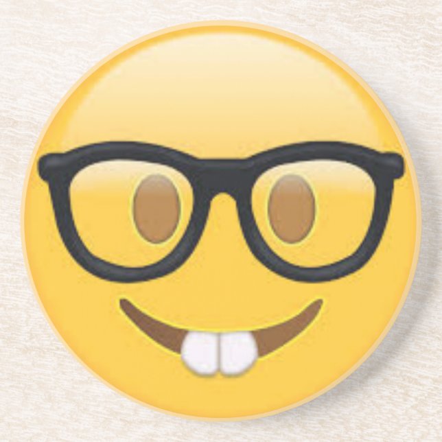 Posavasos Cara Geeky de la emoji (Frente)
