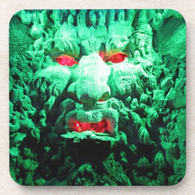 Posavasos Cara mascarada aterradora en roca (Frente)